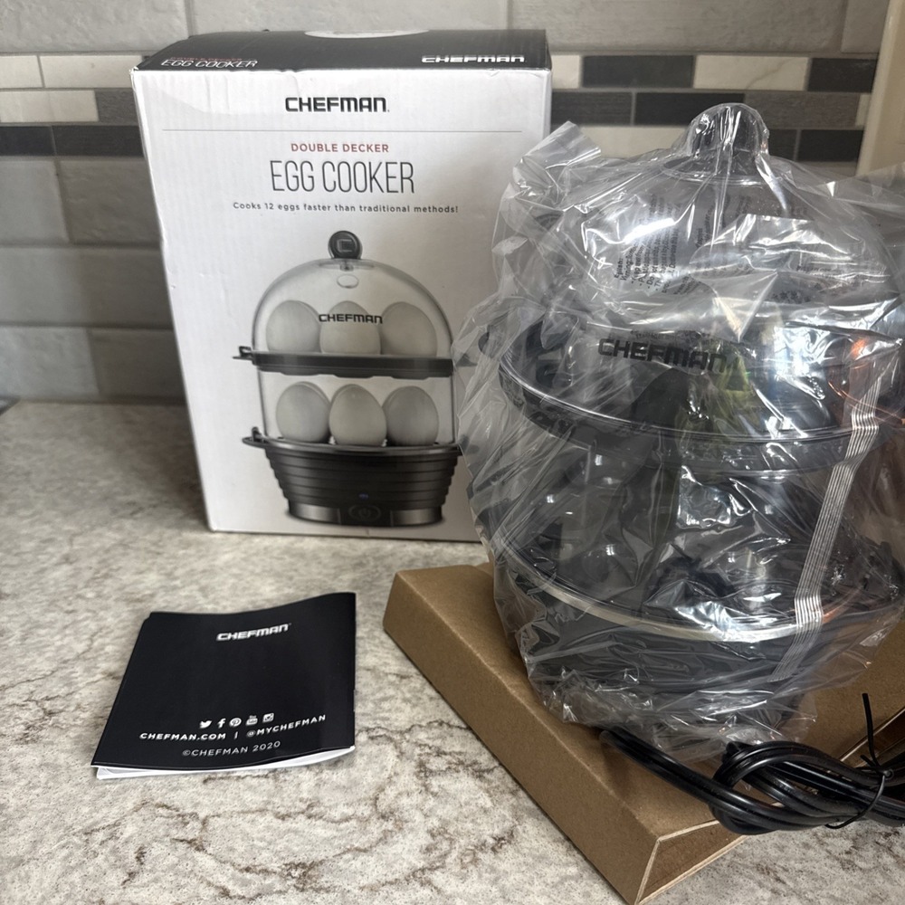 Chefman Electric Double Decker 12 Egg Cooker Poached Boiled Scrambled Omelet